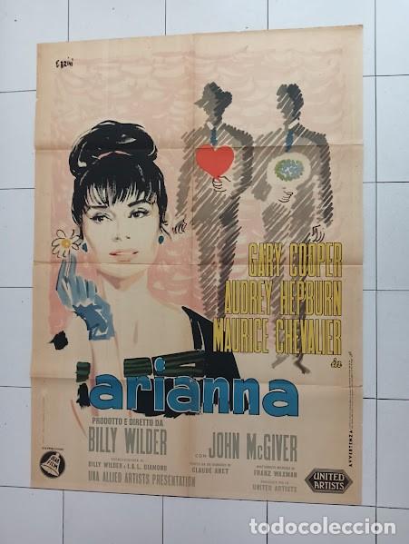 Kino: PJE 0588 ARIANE AUDREY HEPBURN GARY COOPER BILLY WILDER BRINI POSTER ORIGINAL ITALIANO 100X140