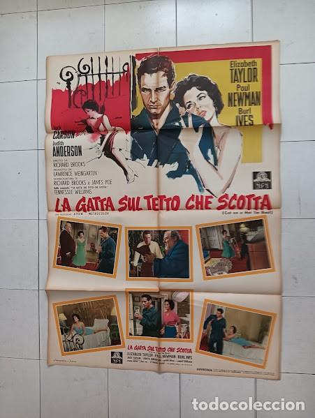 Cine: PJE 0590 LA GATA SOBRE EL TEJADO DE ZINC ELIZABETH TAYLOR PAUL NEWMAN POSTER ORIG ITALIANO 100X140