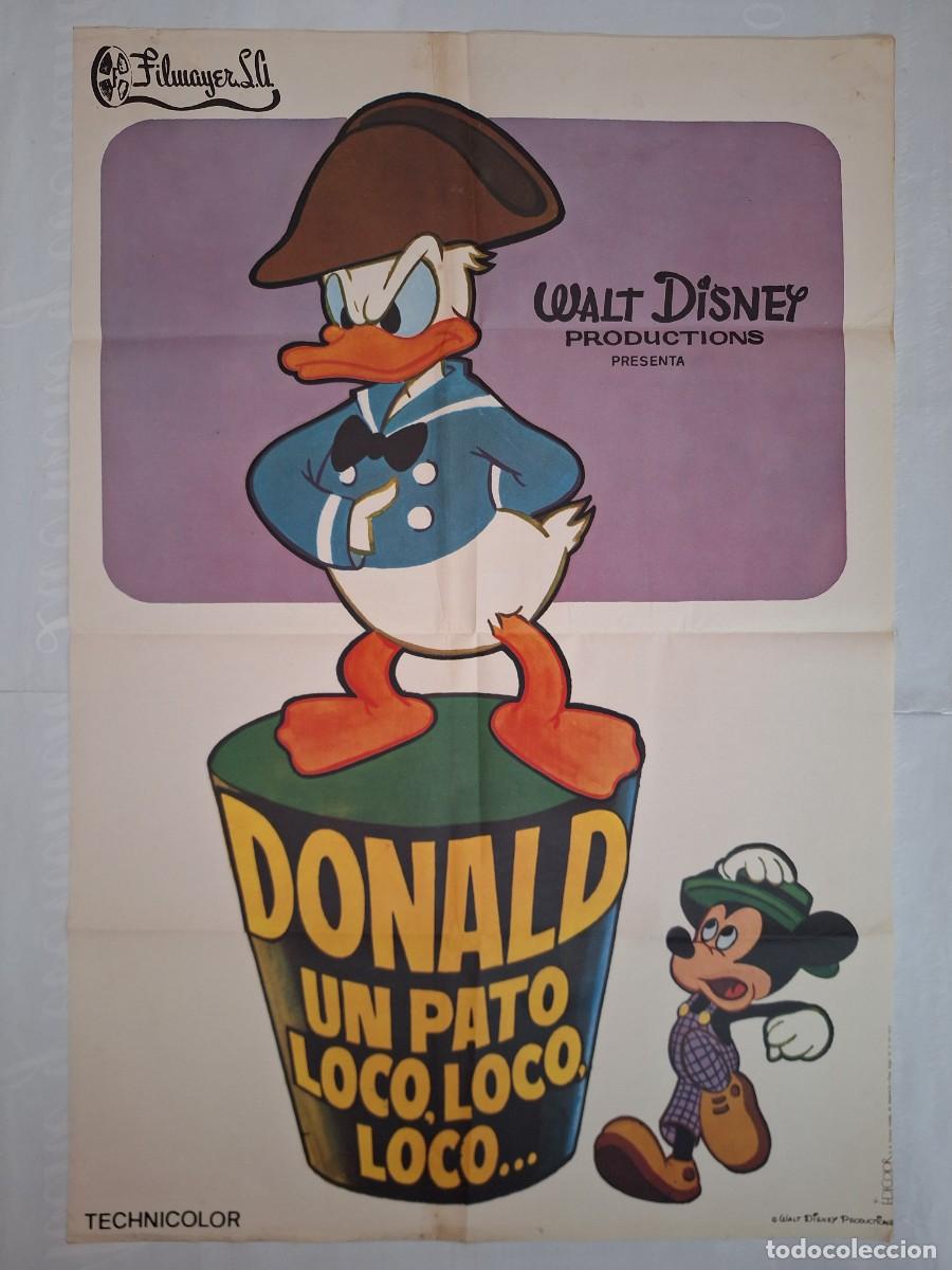 Cine: ANTIGUO CARTEL CINE DONALD UN PATO LOCO LOCO LOCO WALT DISNEY A&Ntilde;O 1975 RV P-1873