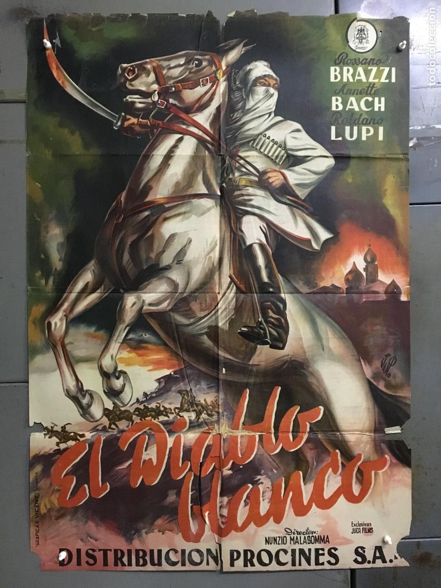 Kino: ODC B984 EL DIABLO BLANCO ROSSANO BRAZZI ANNETTE BACH POSTER ORIGINAL 70X100 ESTRENO LITOGRAFIA