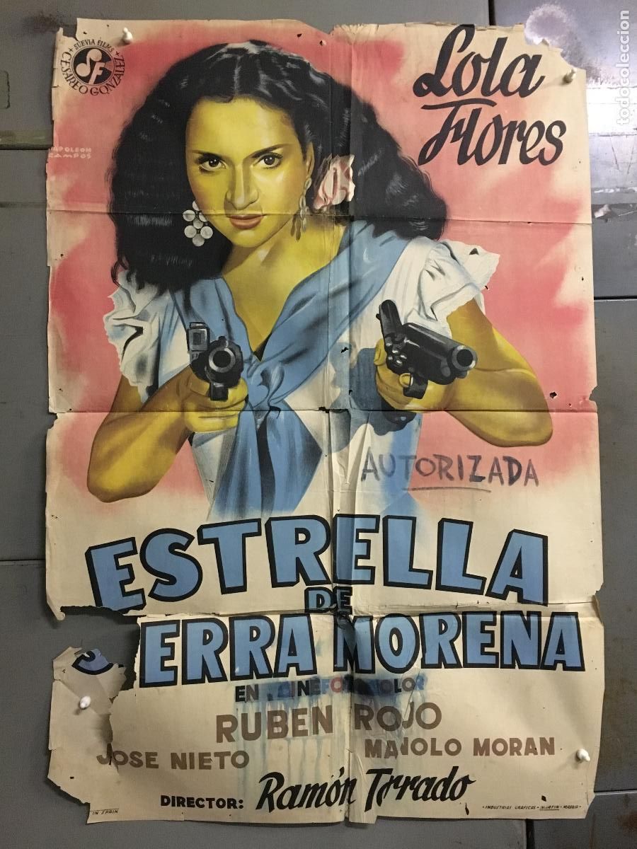 Cine: ODC B987 ESTRELLA DE SIERRA MORENA LOLA FLORES POSTER ORIGINAL 70X100 ESPA&Ntilde;OL LITOGRAFIA