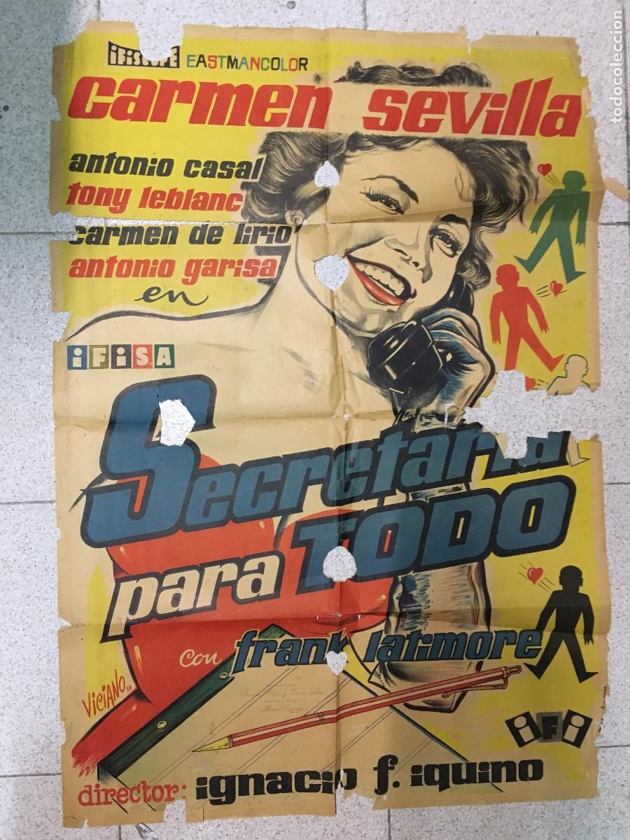 Cine: ODC B994 SECRETARIA PARA TODO CARMEN SEVILLA TONY LEBLANC POSTER ORIGINAL 70X100 ESTRENO