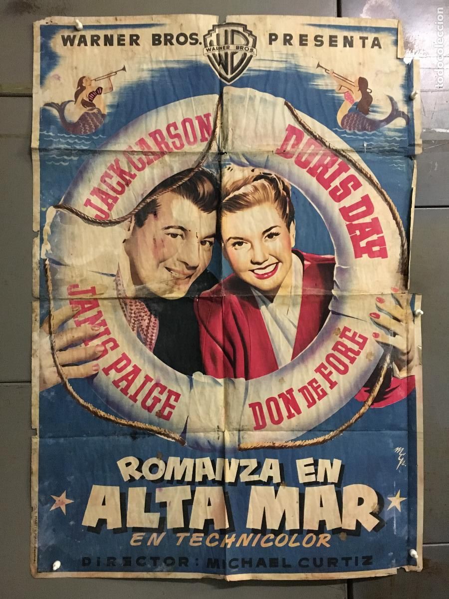 Cin&eacute;ma: ODC B997 ROMANZA EN ALTA MAR DORIS DAY POSTER ORIGINAL 70X100 ESTRENO LITOGRAFIA
