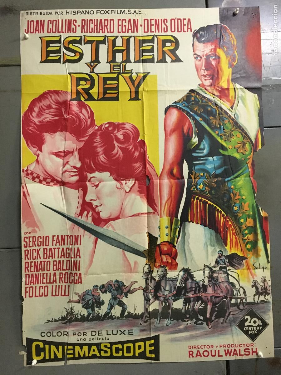 Cinema: ODC B999 ESTHER Y EL REY JOAN COLLINS RAOUL WALSH SOLIGO POSTER ORIGINAL 70X100 ESTRENO LITOGRAFIA