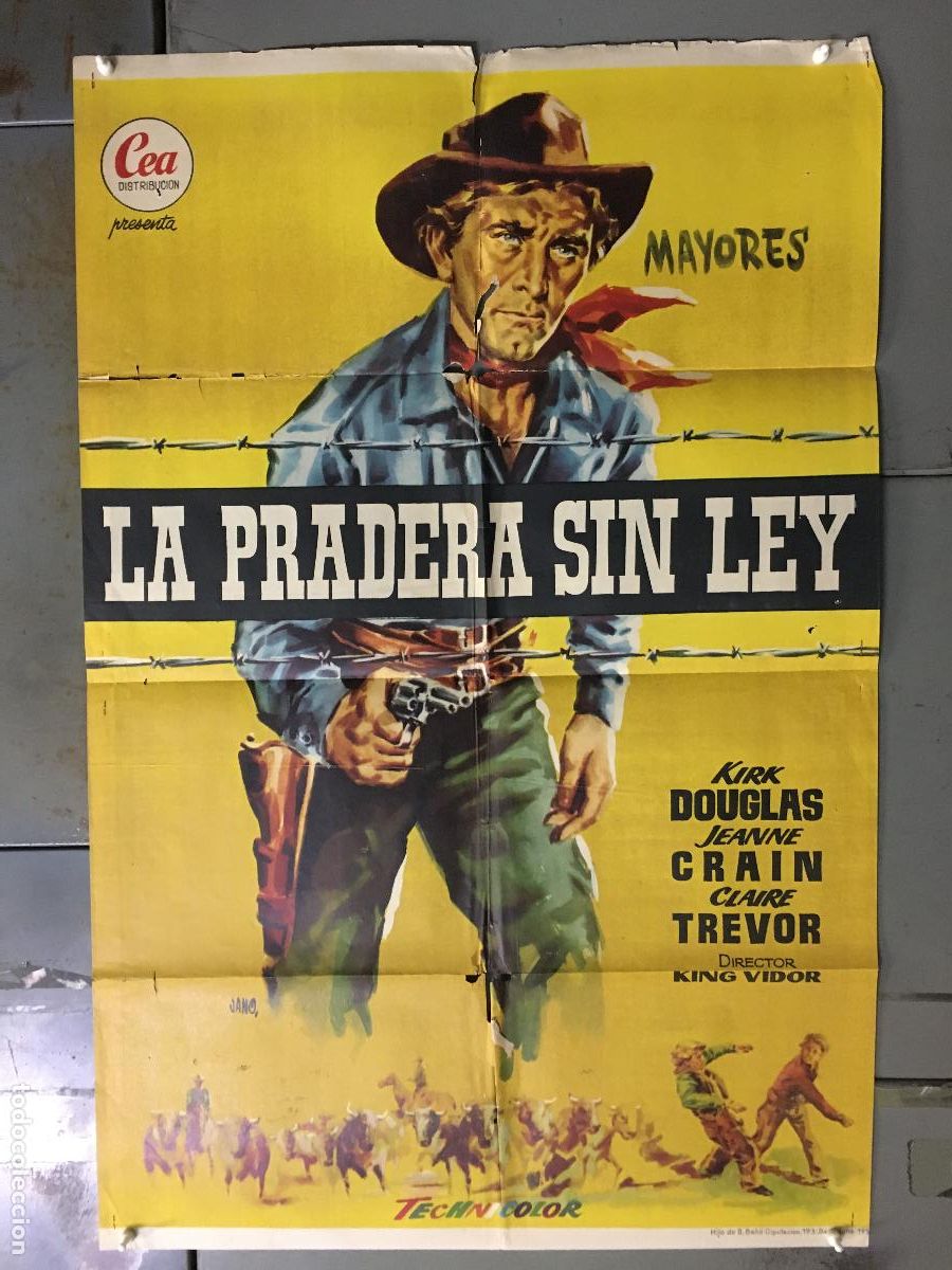 Cin&eacute;ma: ODC C002 LA PRADERA SIN LEY KIRK DOUGLAS KING VIDOR JANO POSTER ORIGINAL 70X100 ESTRENO
