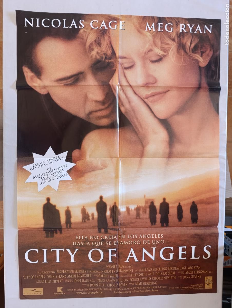 Cine: POSTER ORIGINAL CITY OF ANGELS - 95 X 67 CM - NICOLAS CAGE, MEG RYAN (386)
