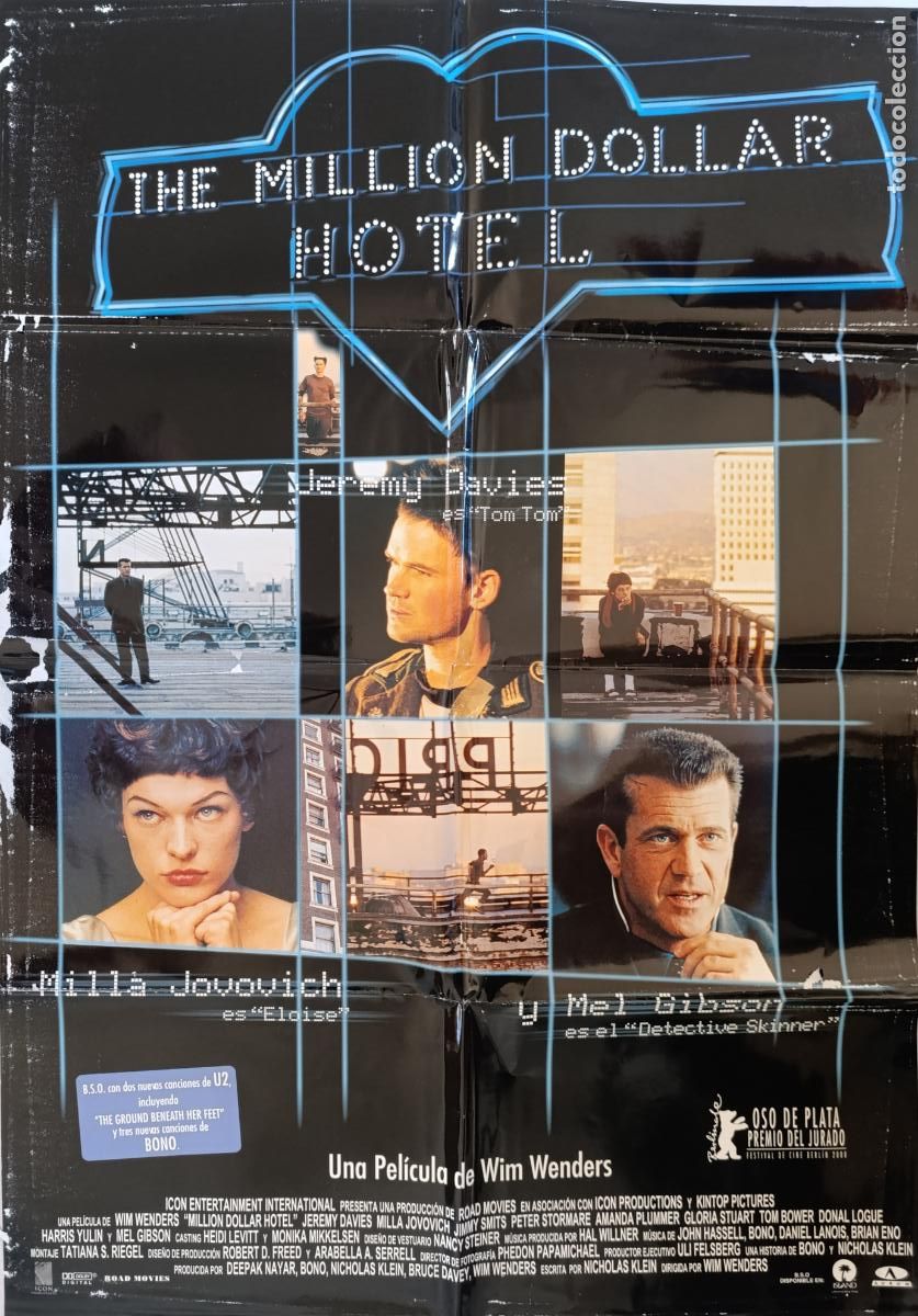 Cine: POSTER ORIGINAL THE MILLION DOLLAR HOTEL - 97 X 67 CM - MEL GIBSON (386)