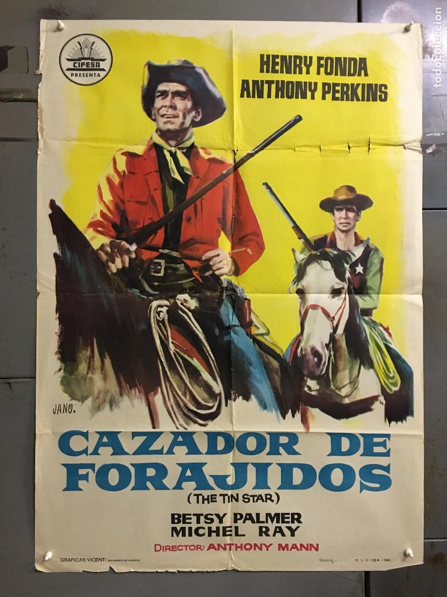 Cine: ODC C005 CAZADOR DE FORAJIDOS ANTHONY MANN HENRY FONDA ANTHONY PERKINS POSTER ORIG 70X100 ESTRENO