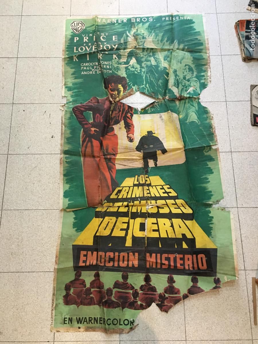 Cine: ODC C009 LOS CRIMENES DEL MUSEO DE CERA VINCENT PRICE POSTER ORIGINAL 3 hojas 100X205 ESTRENO