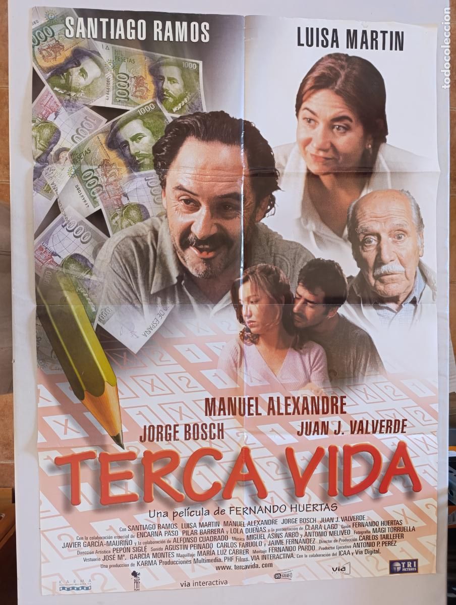 Cine: POSTER ORIGINAL TERCA VIDA - 97 X 68 CM - SANTIAGO RAMOS (387)