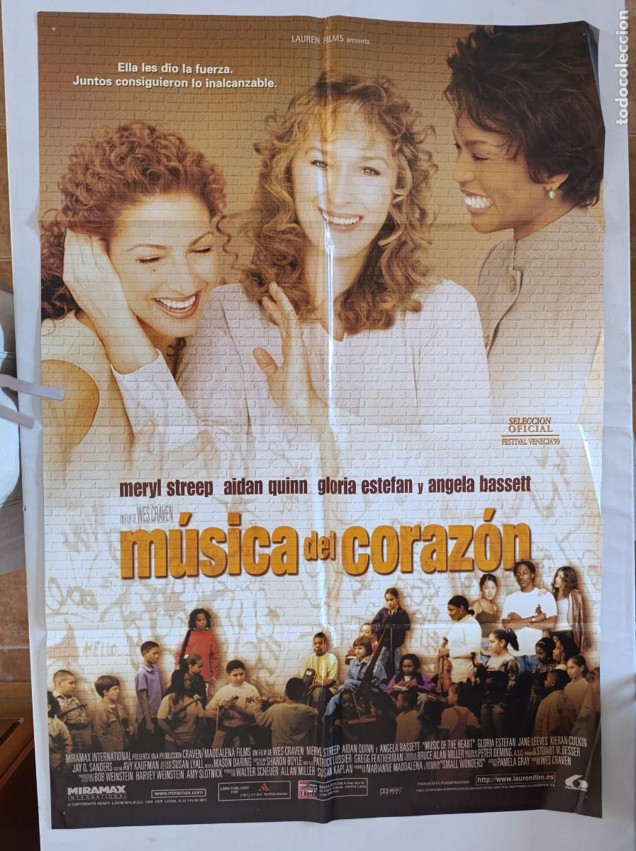 Cine: POSTER ORIGINAL MUSICA DEL CORAZON - 97 X 68 CM - WES CRAVEN (387)