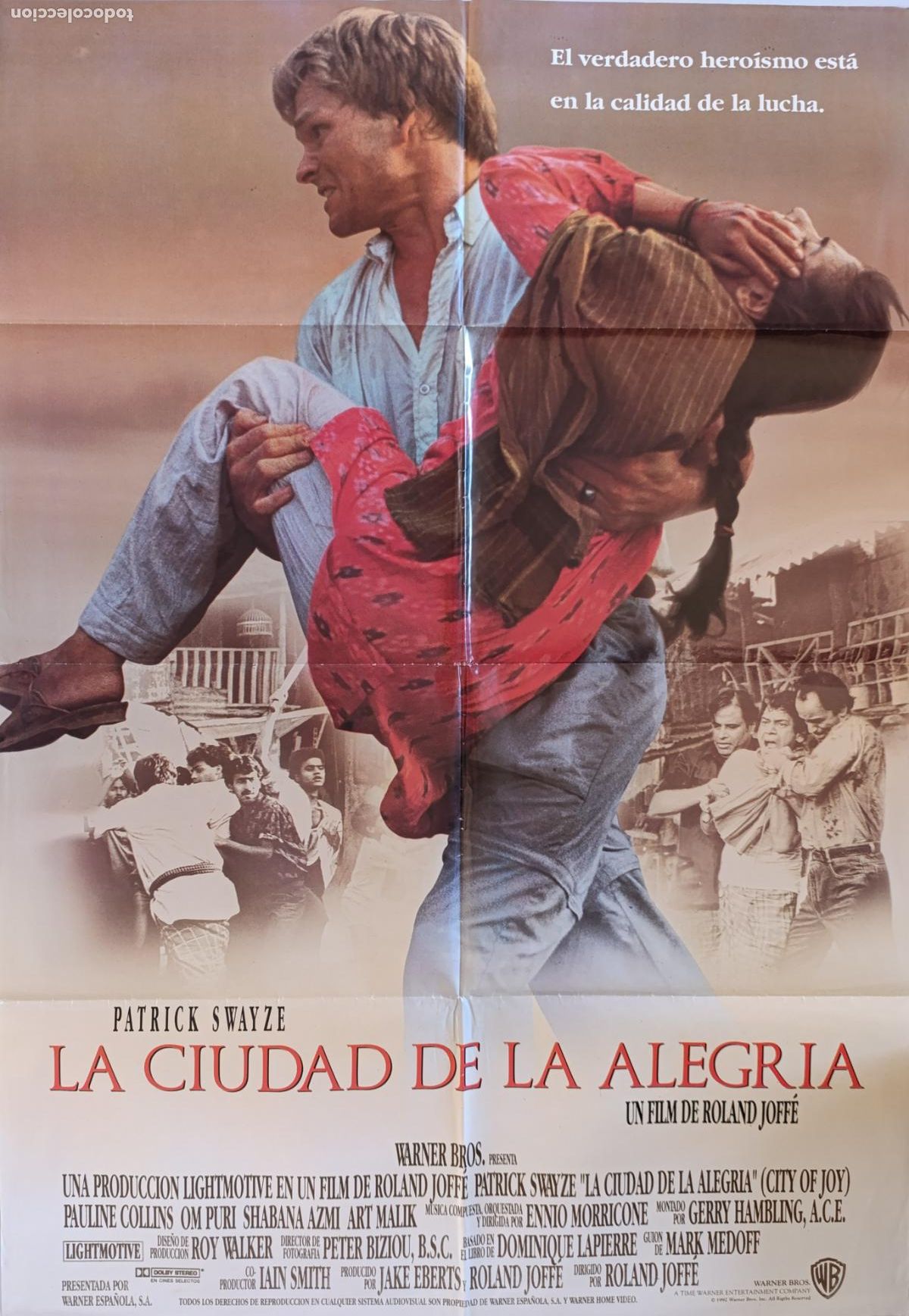 Cine: POSTER ORIGINAL LA CIUDAD DE LA ALEGRIA - 99 X 69 CM - PATRICK SWAYZE (387)