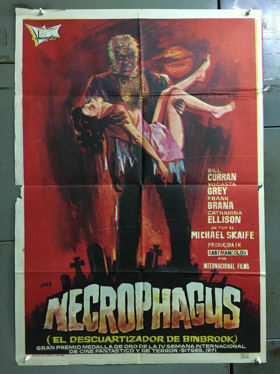 Cine: ODC C014 NECROPHAGUS BILL CURRAN TERROR JANO POSTER ORIGINAL 70X100 ESTRENO
