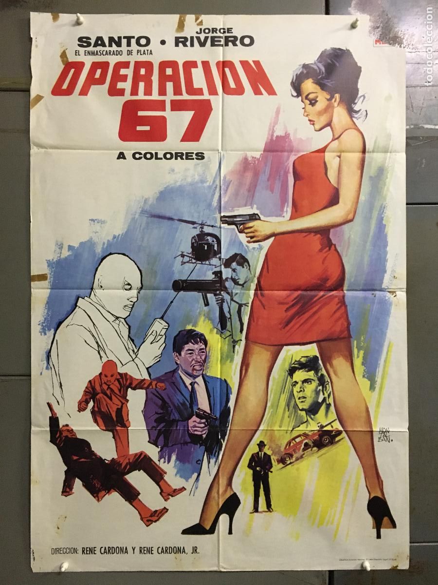 Cine: ODC C017 OPERACION 67 SANTO EL ENMASCARADO DE PLATA POSTER ORIGINAL 70X100 ESTRENO