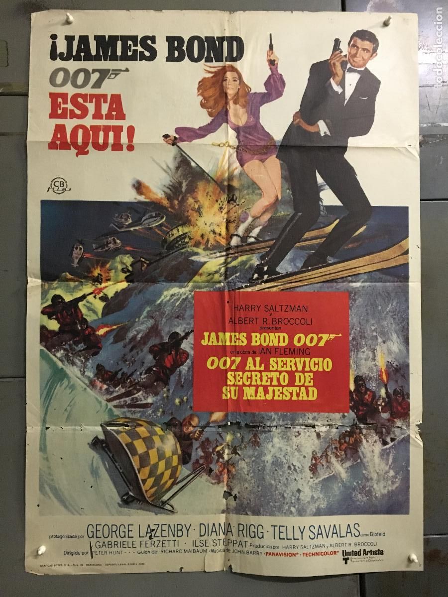Cine: ODC C028 007 AL SERVICIO SECRETO DE SU MAJESTAD JAMES BOND LAZENBY POSTER ORIGINAL ESTRENO 70X100