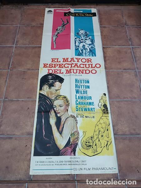 Cine: SMP B004 EL MAYOR ESPECTACULO DEL MUNDO CHARLTON HESTON CIRCO POSTER ORIGINAL 2 hojas 70X200 ESPA&Ntilde;OL