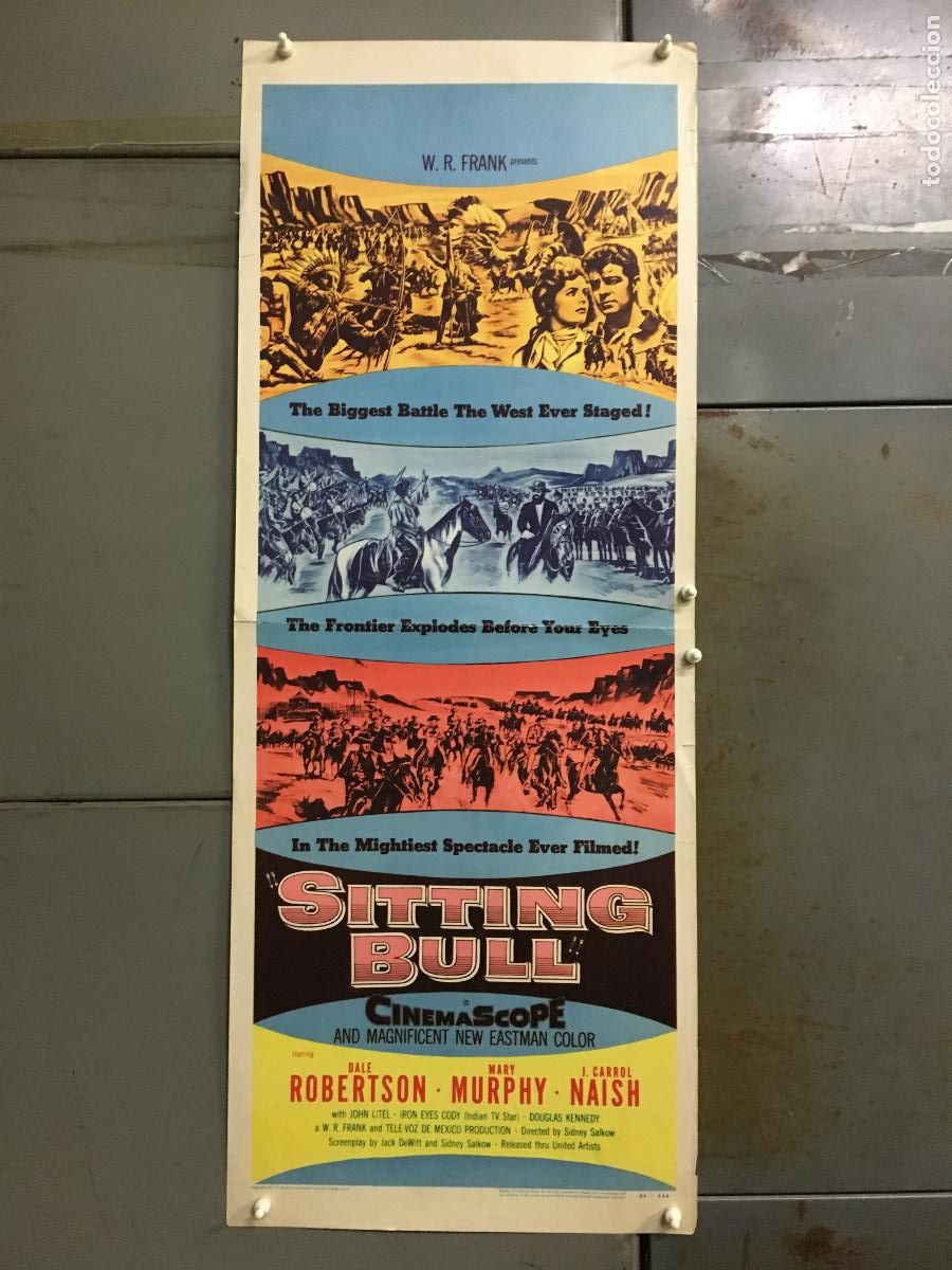 Cine: R0259 SITTING BULL DALE ROBERTSON MARY MURPHY INDIOS POSTER ORIGINAL USA 36X90 LITOGRAFIA