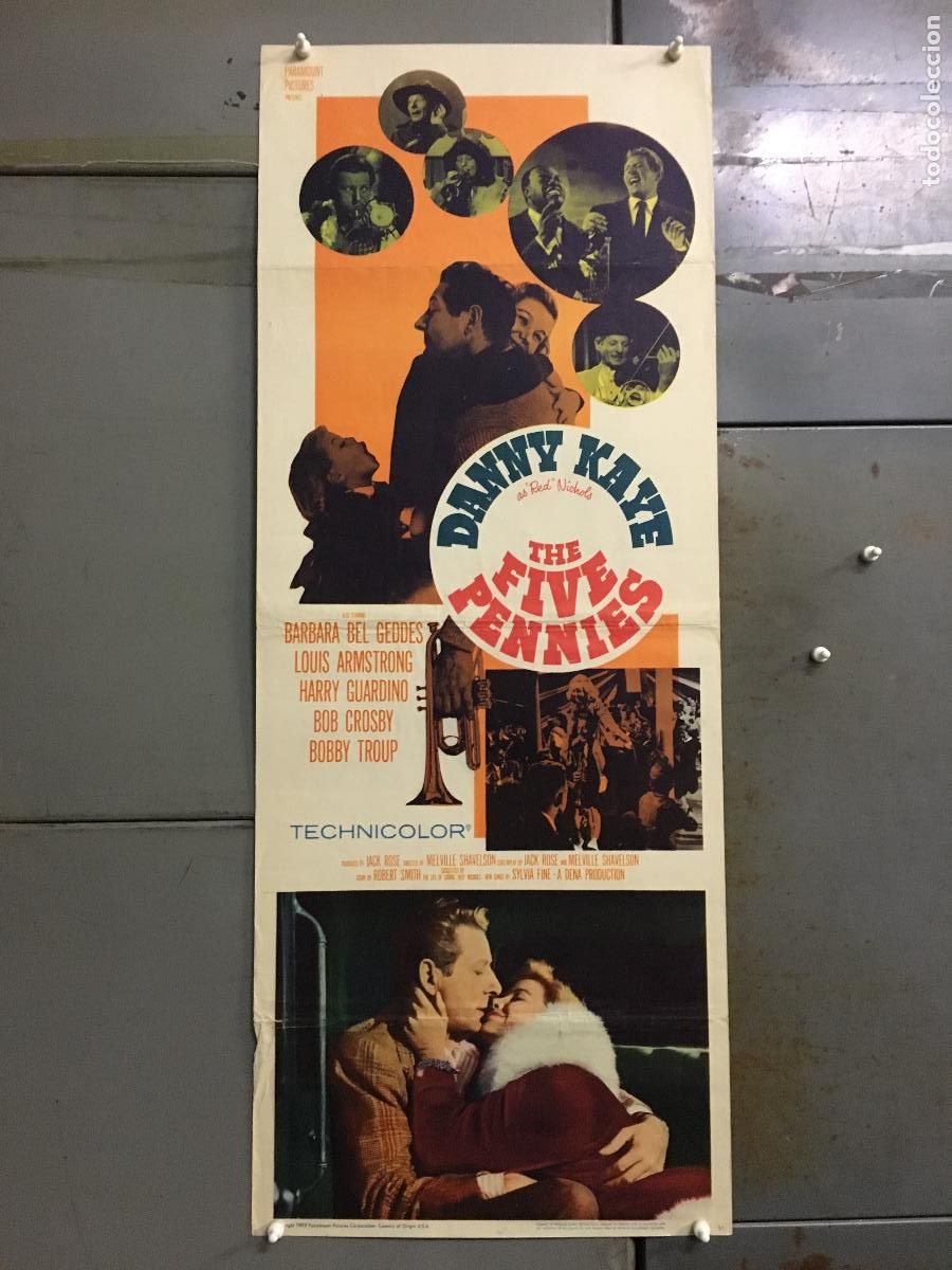 Cinema: R0260 TU MANO EN LA MIA DANNY KAYE LOUIS ARMSTRONG BEL GEDDES POSTER ORIGINAL USA 36X90 LITOGRAFIA