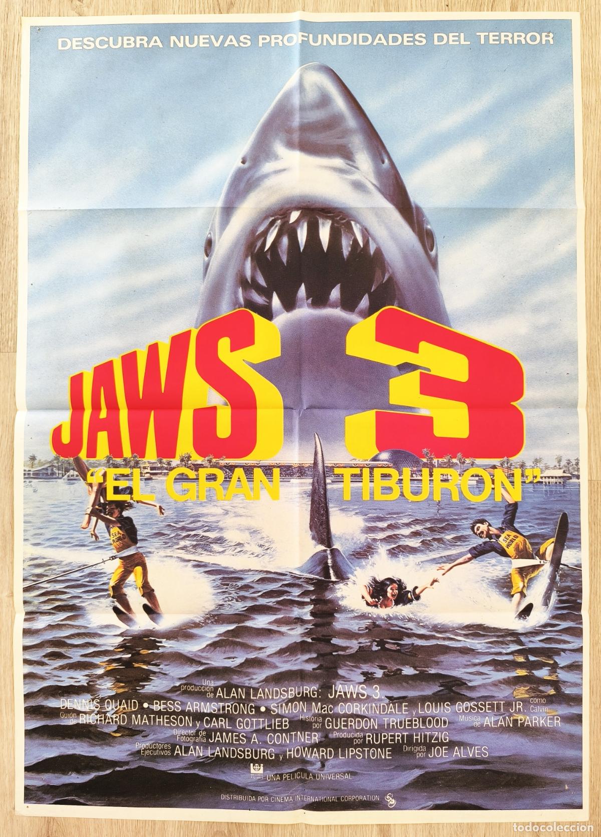 Cine: RW CARTEL CINE JAWS 3 EL GRAN TIBURON DENNIS QUAID BESS ARMSTRONG CC210