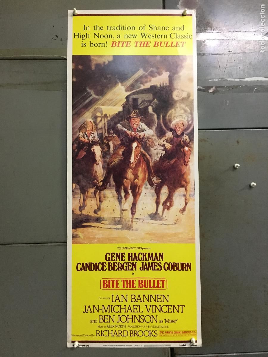 Cine: R0275 MUERDE LA BALA RICHARD BROOKS GENE HACKMAN POSTER ORIGINAL USA 36X90 LITOGRAFIA