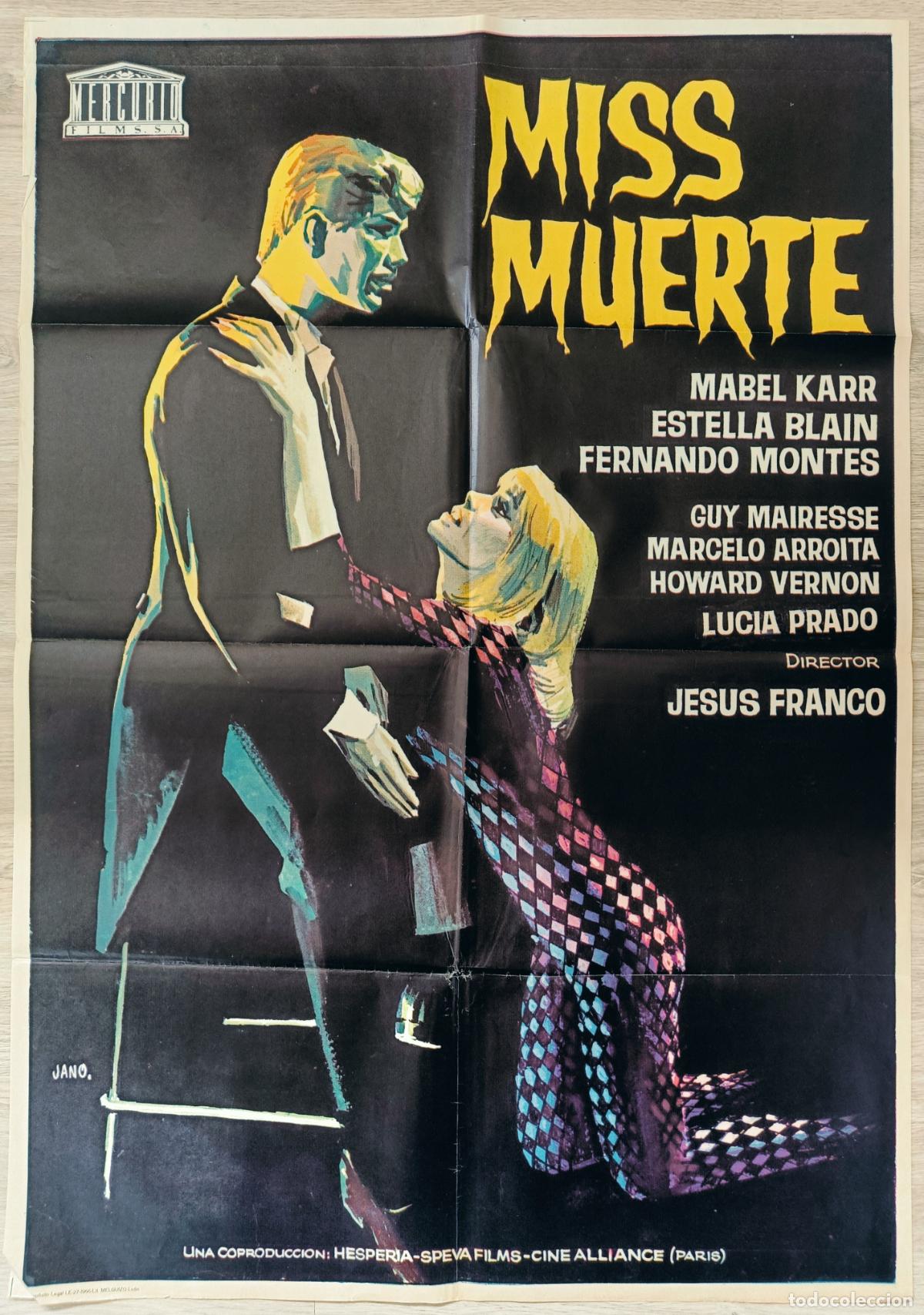 Cine: CARTEL CINE MISS MUERTE MABEL KARR ESTELLA BLAIN 1966 JANO C2799
