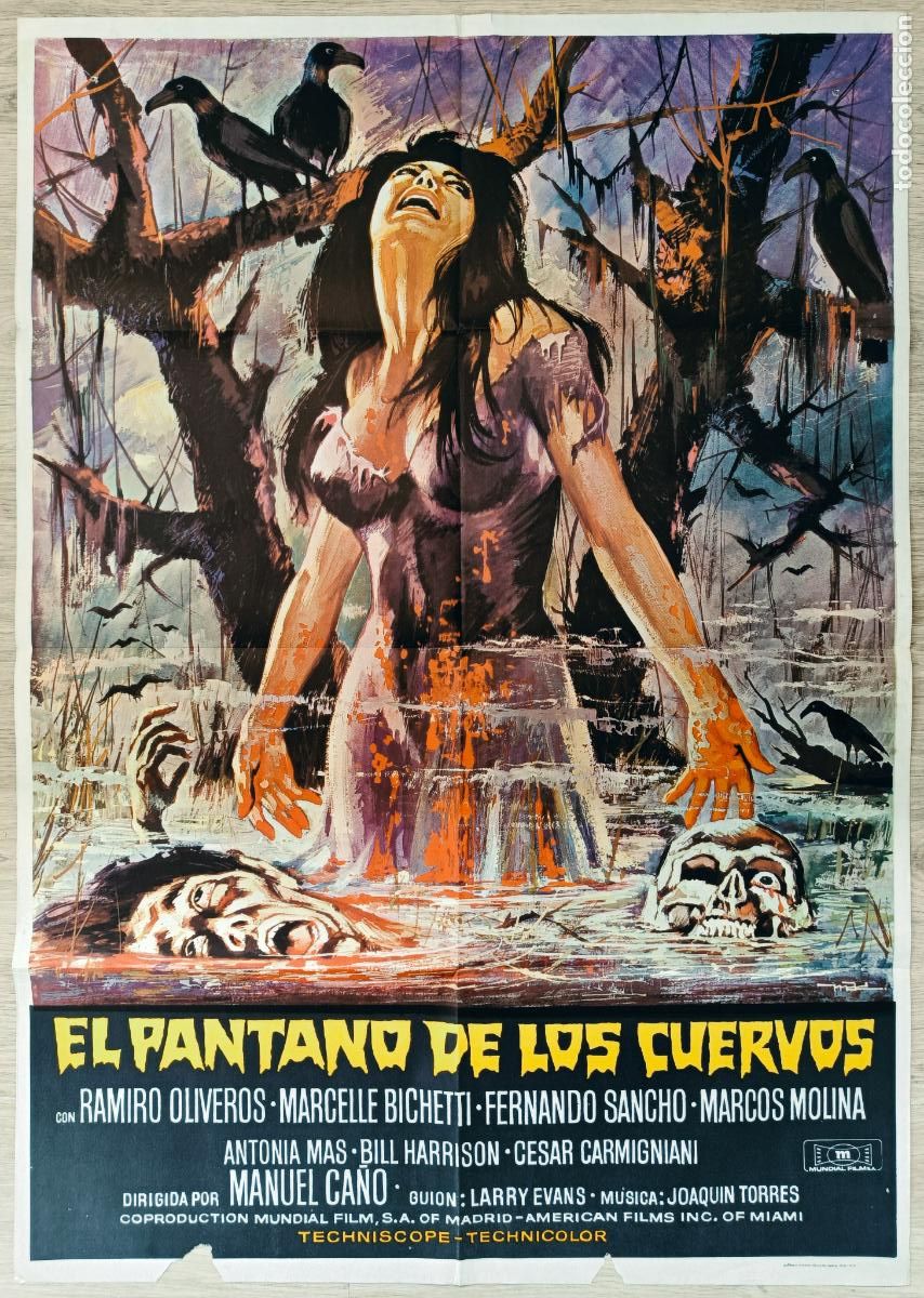 Cine: CARTEL CINE EL PANTANO DE LOS CUERVOS RAMIRO OLIVEROS MARCELLE BICHETTI 1973 MAC C2800