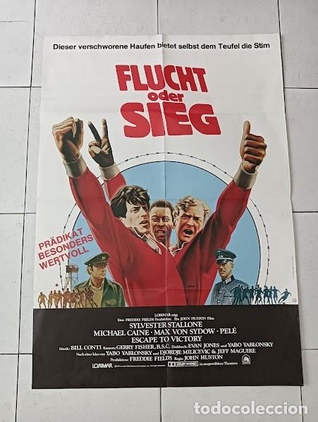 Cinema: PJE 0263 EVASION O VICTORIA PELE STALLONE MICHAEL CAINE FUTBOL POSTER ORIGINAL ALEMAN 60X84