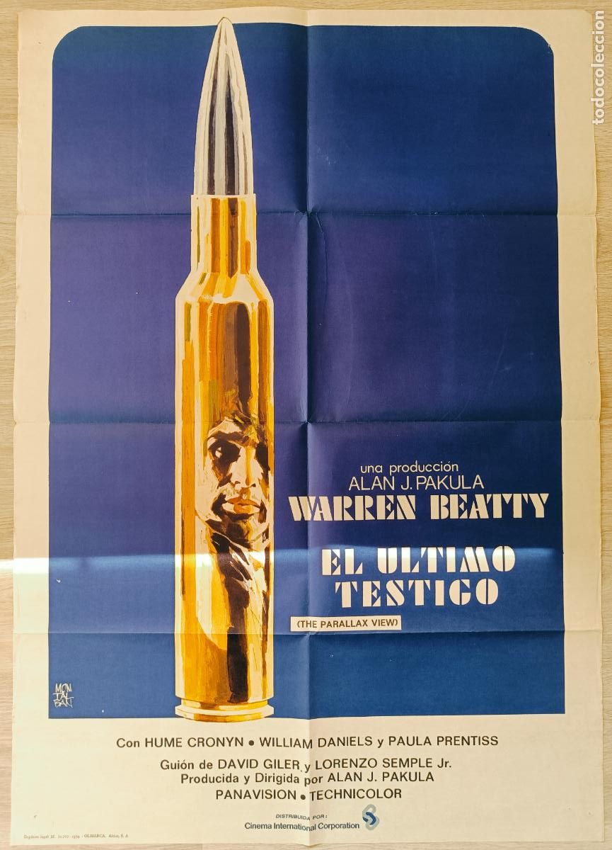 Cinema: CARTEL CINE EL ULTIMO TESTIGO WARREN BEATTY WILLIAM DANIELS 1974 MONTALBAN C2807