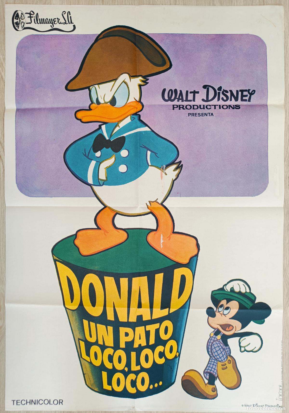 Cine: CARTEL CINE DONALD UN PATO LOCO LOCO LOCO 1975 WALT DISNEY C2815
