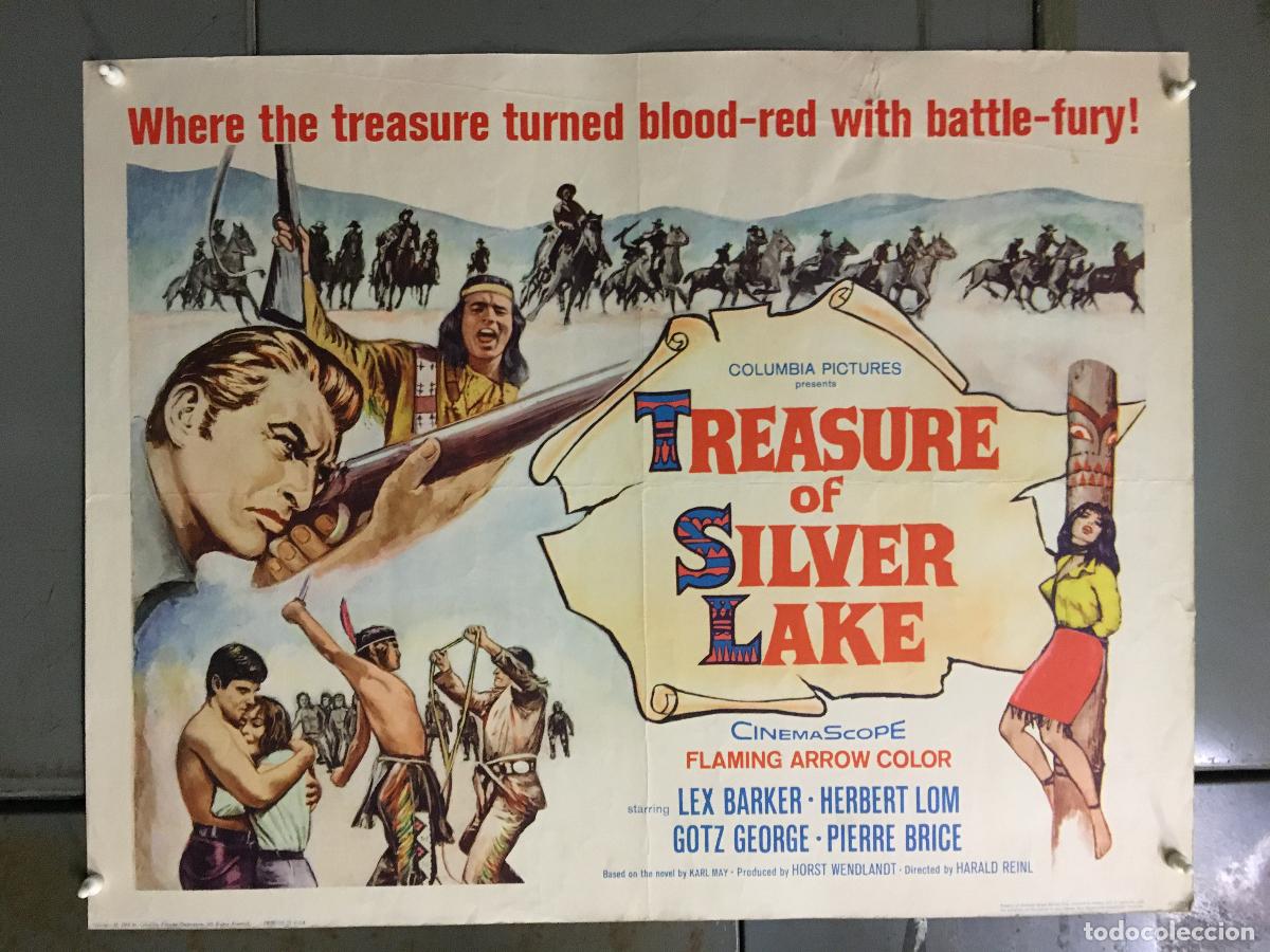 Kino: R0289 EL TESORO DEL LAGO DE LA PLATA LEX BARKER KARL MAY POSTER ORIGINAL AMERICANO 55X70 LITOGRAFIA