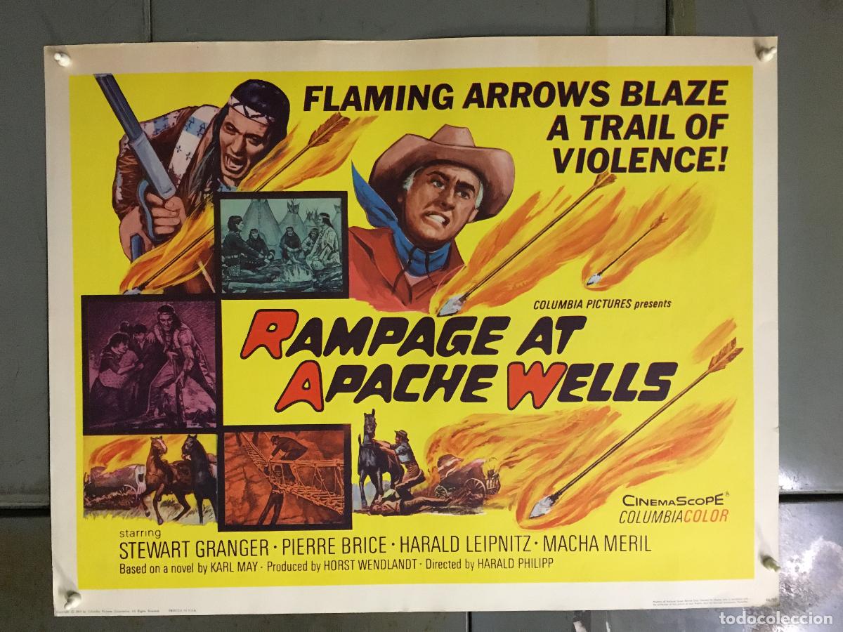 Kino: R0290 EL ASALTO DE LOS APACHES KARL MAY STEWART GRANGER POSTER ORIGINAL AMERICANO 55X70 LITOGRAFIA