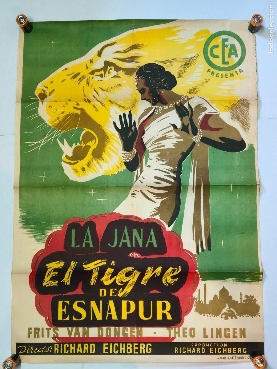 Cine: LA JANA EL TIGRE DE ESNAPUR CARTE LITOGRAFICO 1938