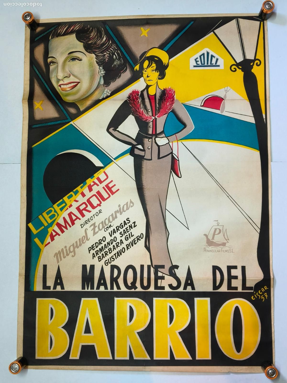 Cine: LA MARQUESA DEL BARRIO CARTEL LITOGRAFICO 1957