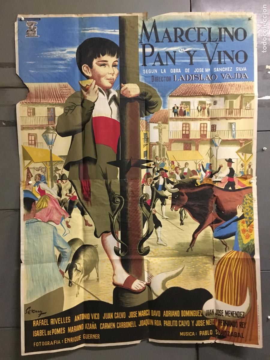 Cine: AFE85 MARCELINO PAN Y VINO PABLITO CALVO POSTER ORIGINAL 2 hojas 100X140 ESTRENO LITOGRAFIA