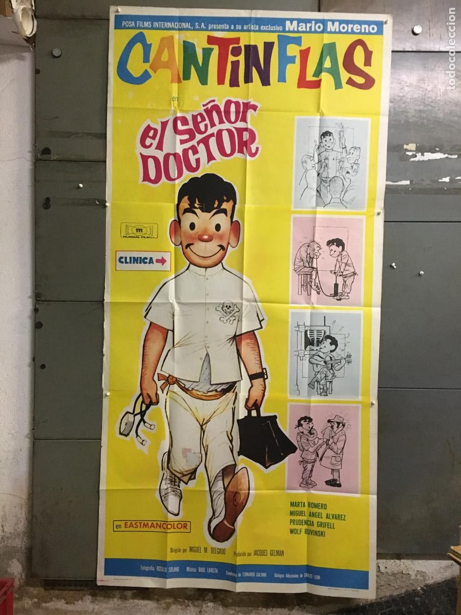 Cine: AFE88 EL SE&Ntilde;OR DOCTOR CANTINFLAS POSTER ORIGINAL 3 hojas 100X205 ESTRENO