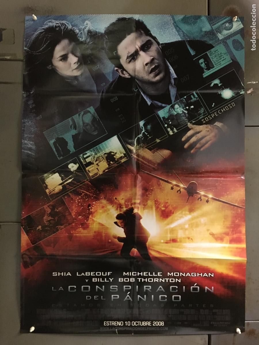 Cine: AFF00 LA CONSPIRACION DEL PANICO SHIA LABEOUF MICHELLE MONAGHAN POSTER ORIGINAL 70X100 ESTRENO h0