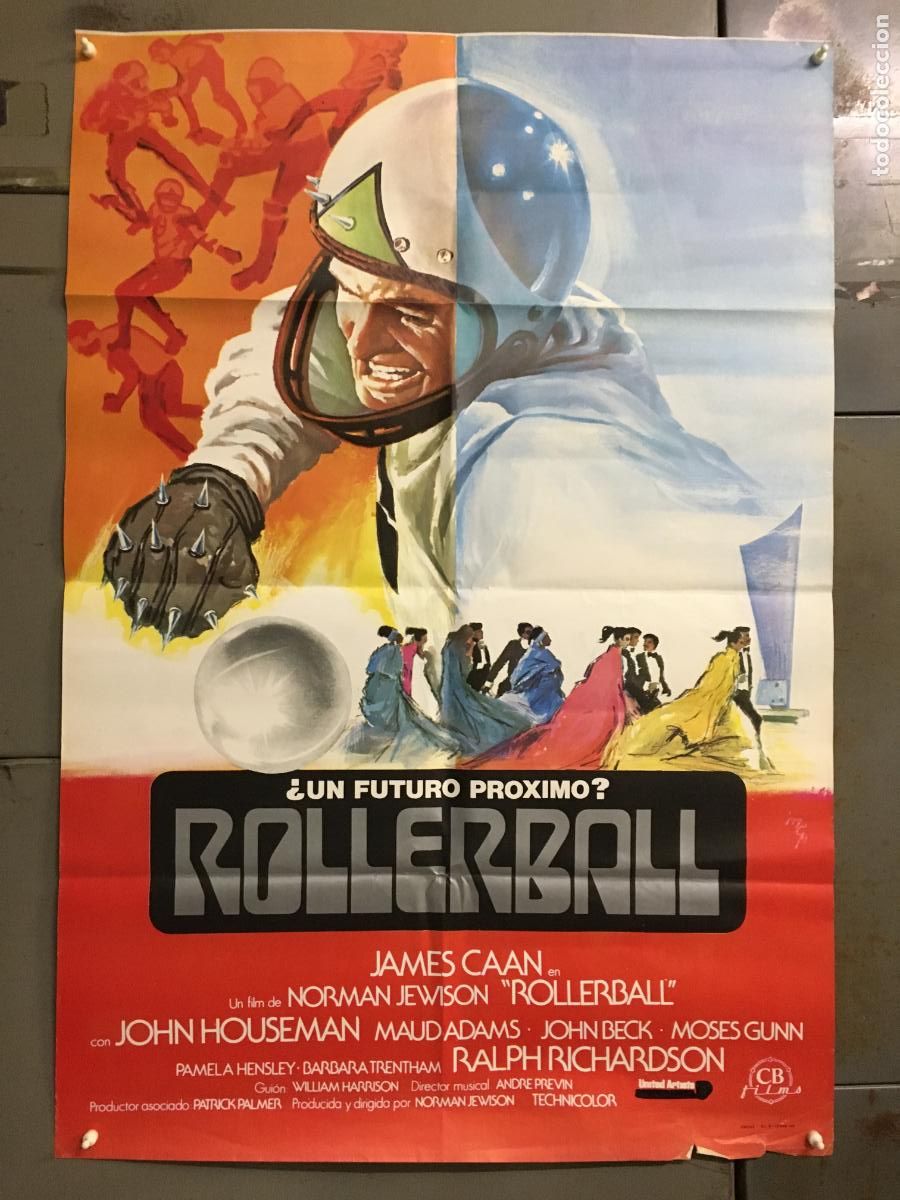 Cine: AFF04 ROLLERBALL JAMES CAAN NORMAN JEWISON SCI-FI POSTER ORIGINAL ESPA&Ntilde;OL 70X100 R-80