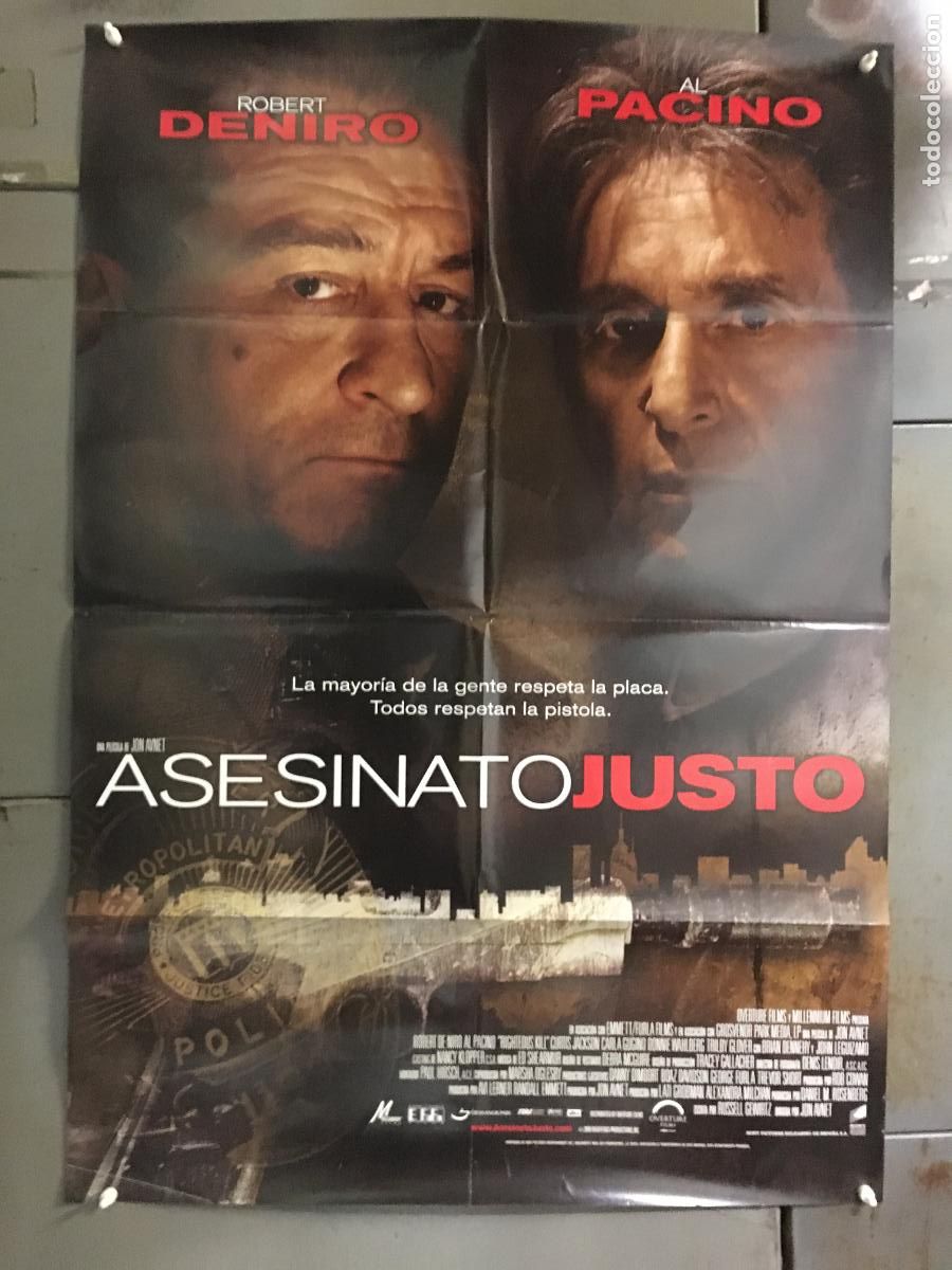 Cine: AFF06 ASESINATO JUSTO AL PACINO ROBERT DE NIRO POSTER ORIGINAL 70X100 ESTRENO h2