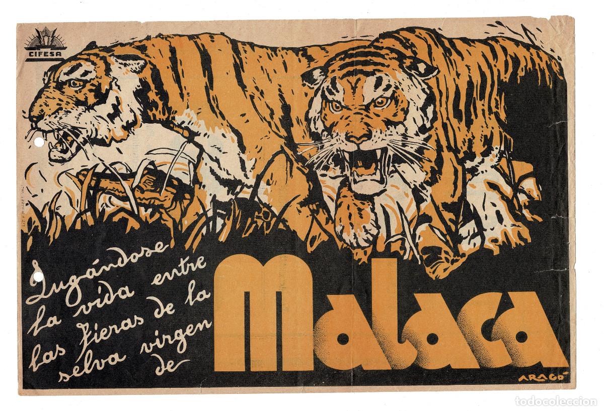 Cinema: CARTEL PUBLICITARIO DE LA PEL&Iacute;CULA MALACA, DISTRIBUIDA EN ESPA&Ntilde;A PRODUCTORA CIFESA 22,5 X 33 cms.