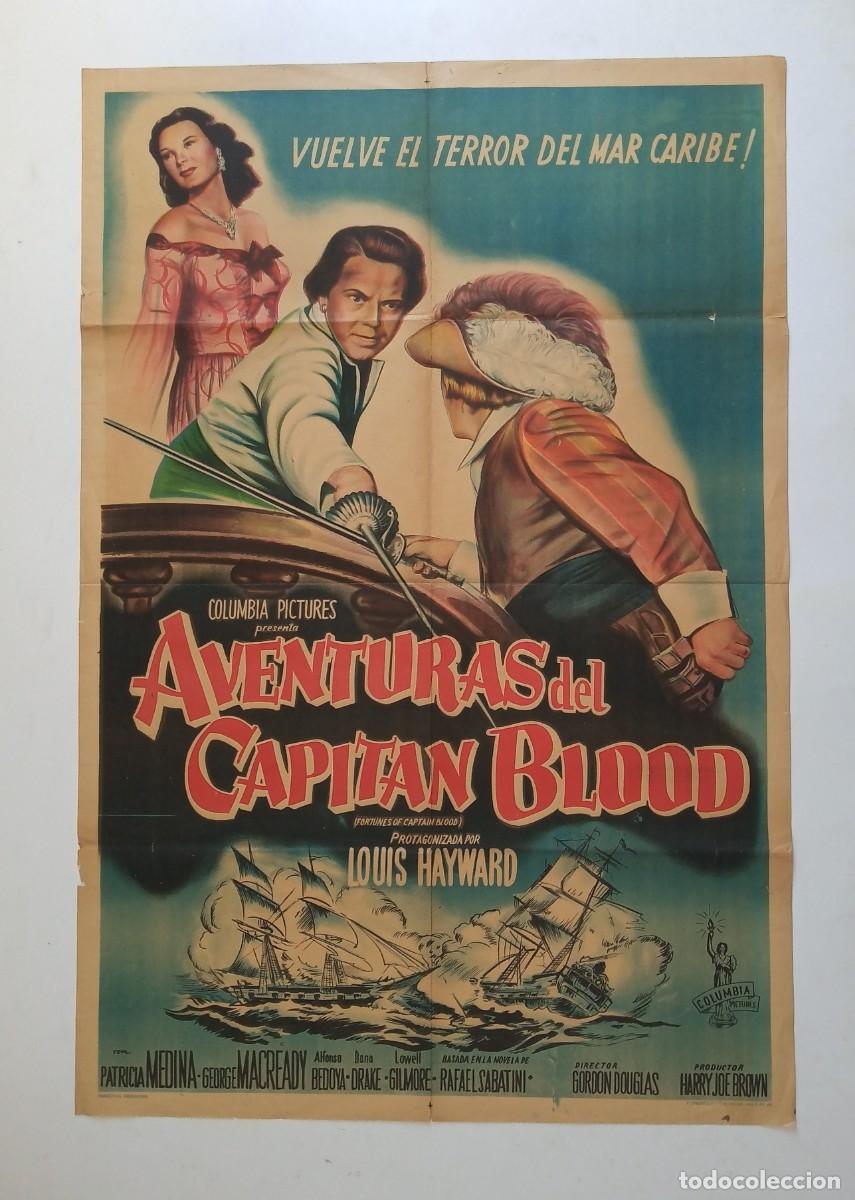 Cine: LA FORTUNA DEL CAPITAN BLOOD (1950) cartel argentino 110 x 75 litografico Hayward Patricia Medina