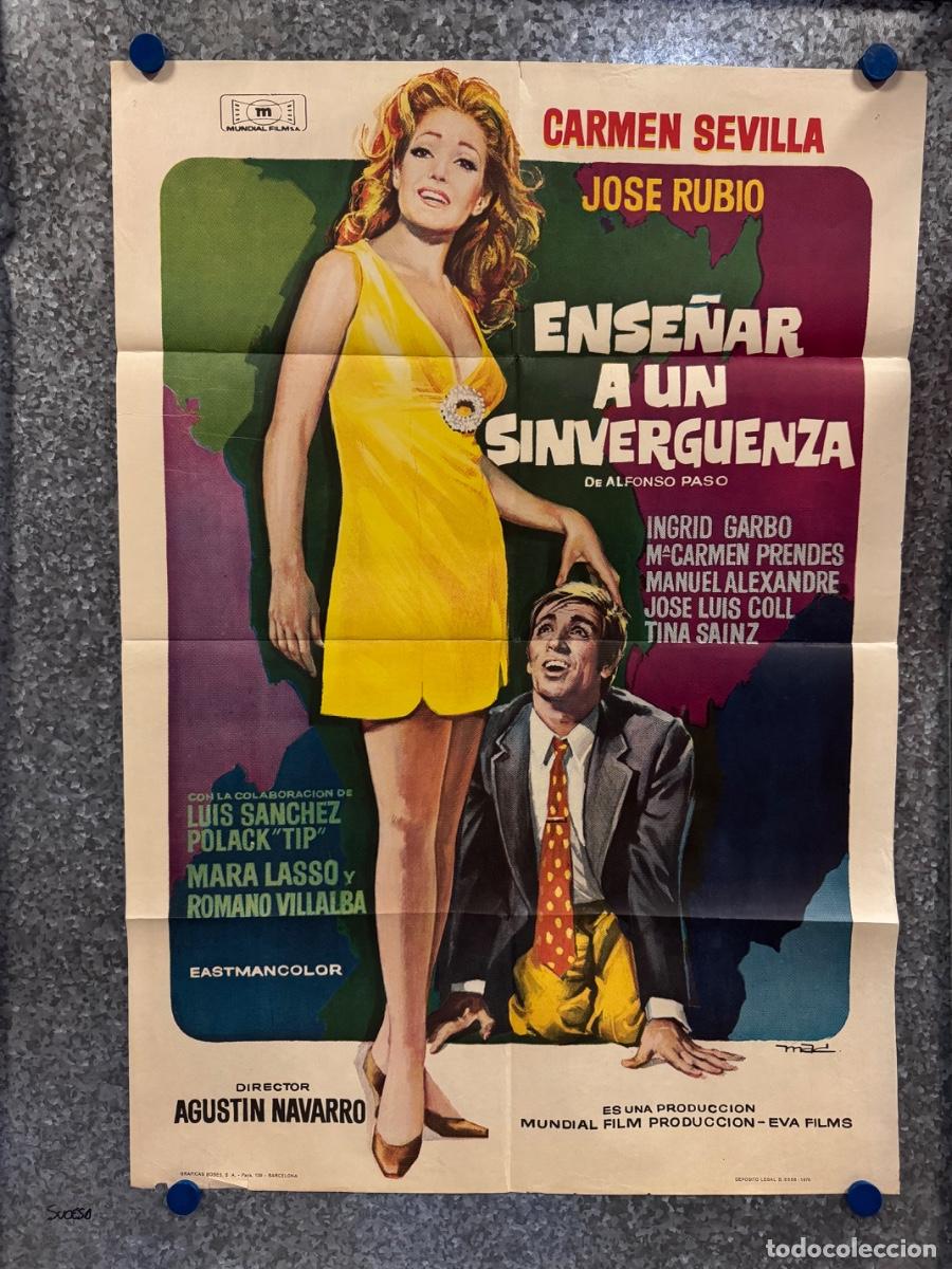 Cine: Ense&ntilde;ar a un sinverguenza, Carmen Sevilla, Jose Rubio, A&ntilde;o 1970, POSTER ORIGINAL