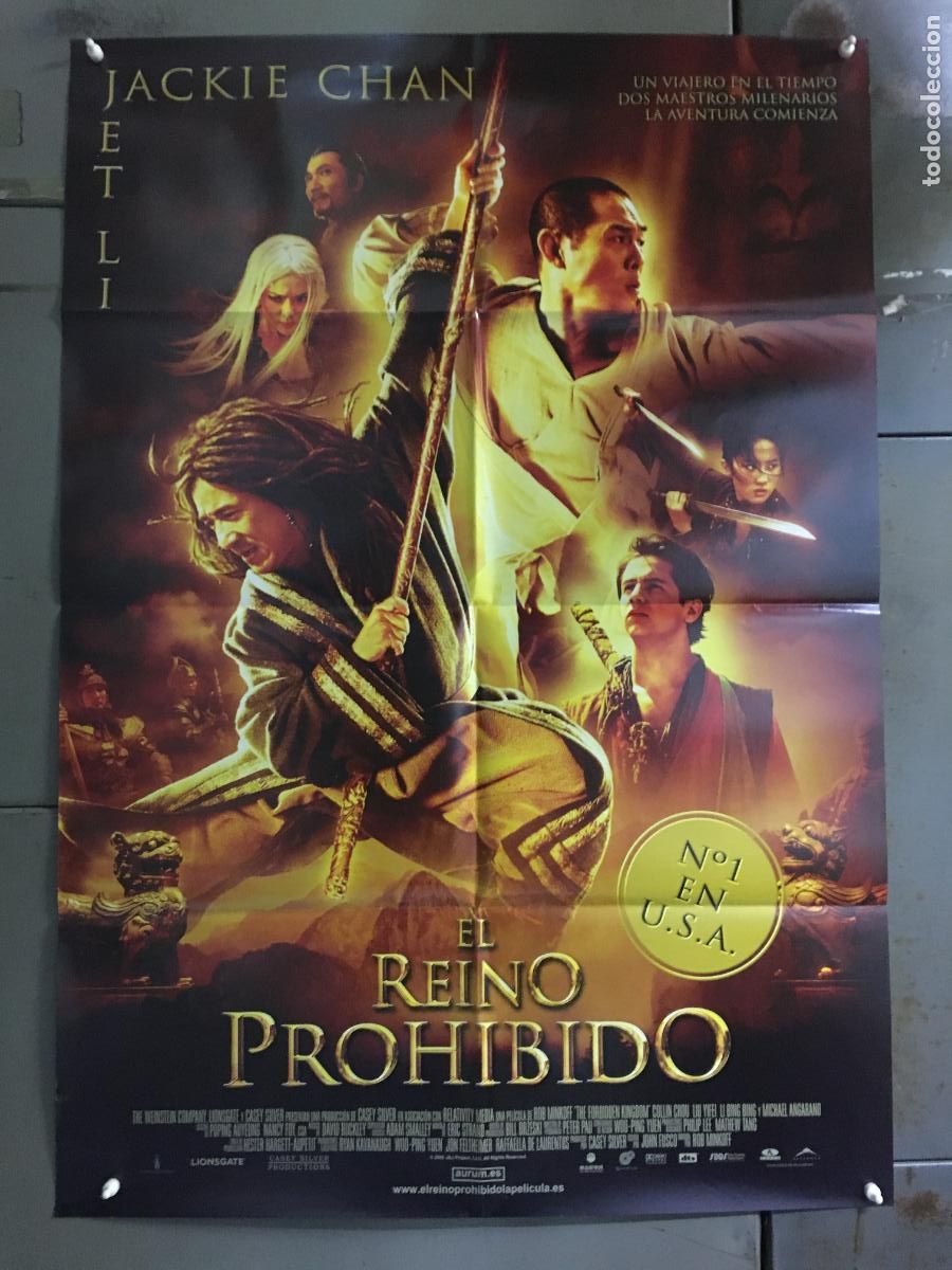 Cine: AFF25 EL REINO PROHIBIDO JACKIE CHAN JET LI POSTER ORIGINAL 70X100 ESTRENO h0