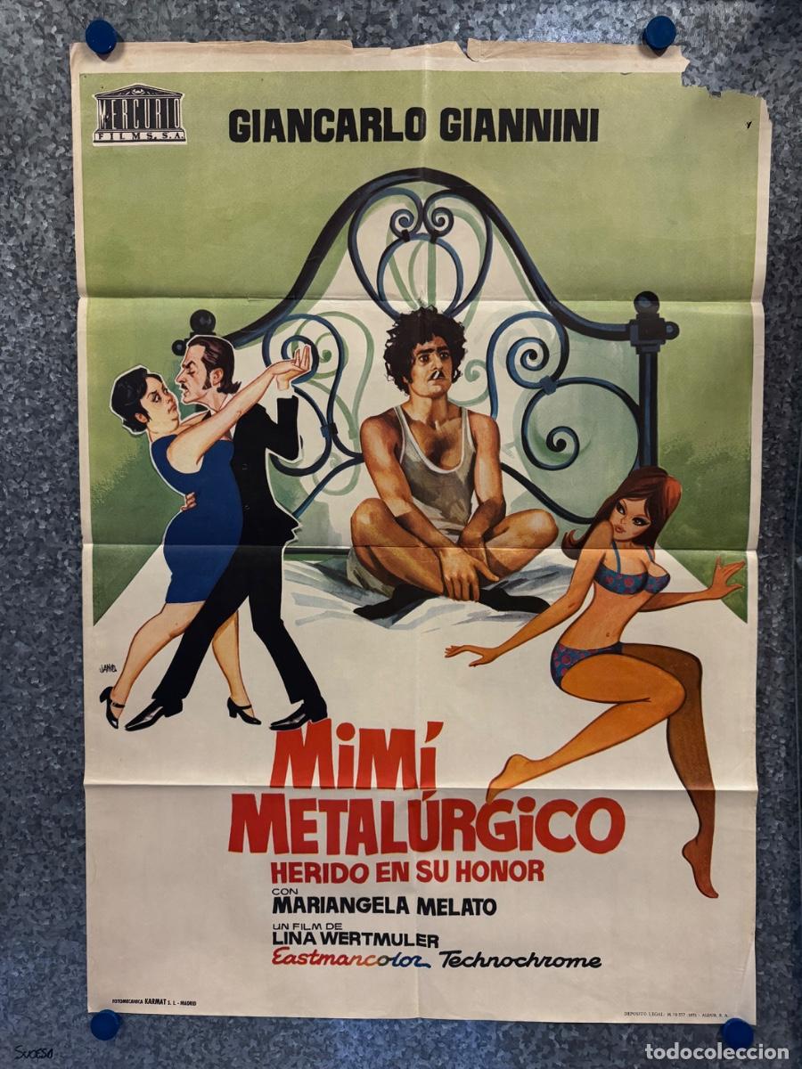 Cine: Mimi metalurgico, Giancarlo Giannini , Mariangela Melato, A&ntilde;o 1973, POSTER ORIGINAL