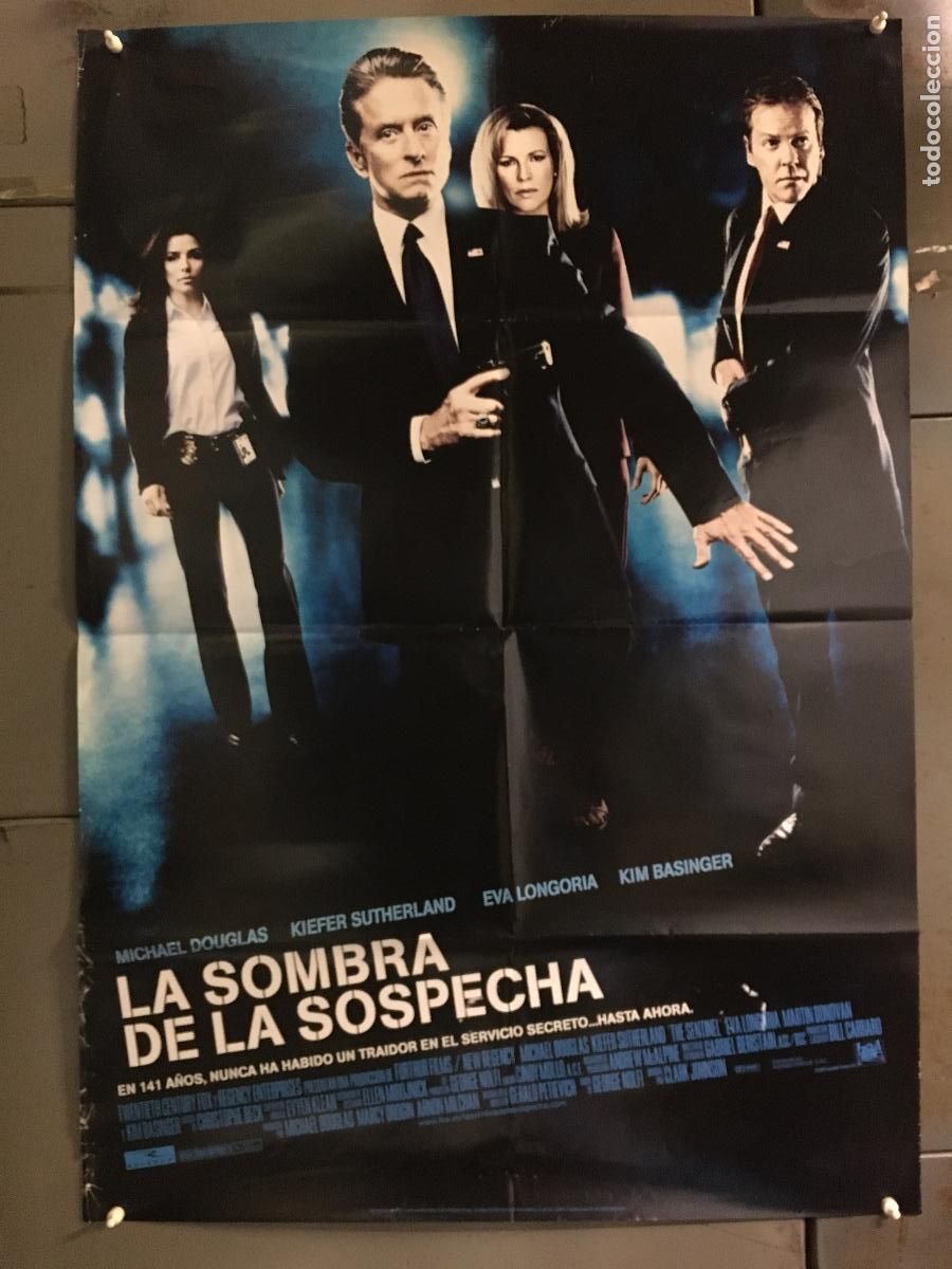 Cinema: AFF30 LA SOMBRA DE LA SOSPECHA MICHAEL DOUGLAS KIM BASINGER POSTER ORIGINAL 70X100 ESTRENO h0