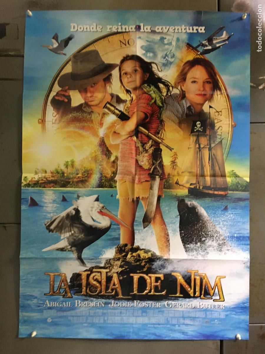 Cine: AFF32 LA ISLA DE NIM JODIE FOSTER GERARD BUTLER POSTER ORIGINAL 70X100 ESTRENO h0