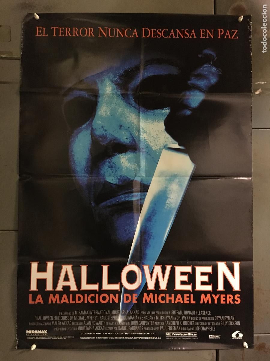 Cine: AFF45 HALLOWEEN 6 LA MALDICION DE MICHAEL MYERS POSTER ORIGINAL 70X100 ESTRENO h0