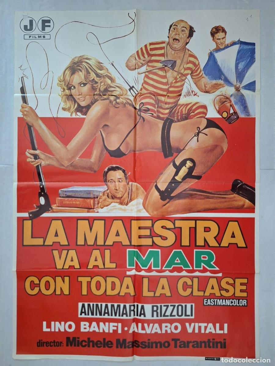 Cinema: ANTIGUO CARTEL CINE LA MAESTRA VA AL MAR CON TODA LA CLASE ANNAMARIA RIZZOLI LINO BANFI P-1897 RV
