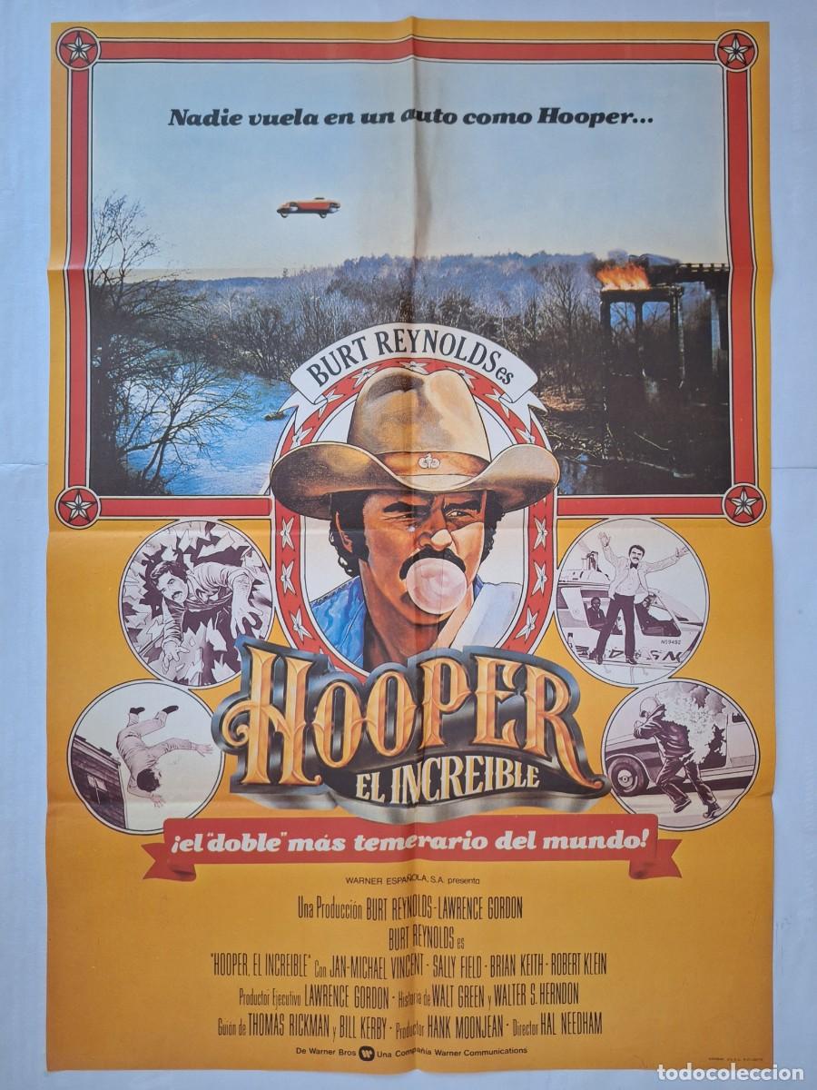 Cinema: ANTIGUO CARTEL CINE HOOPER EL INCREIBLE BURT REYNOLDS A&Ntilde;O 1978 P-1900 RV