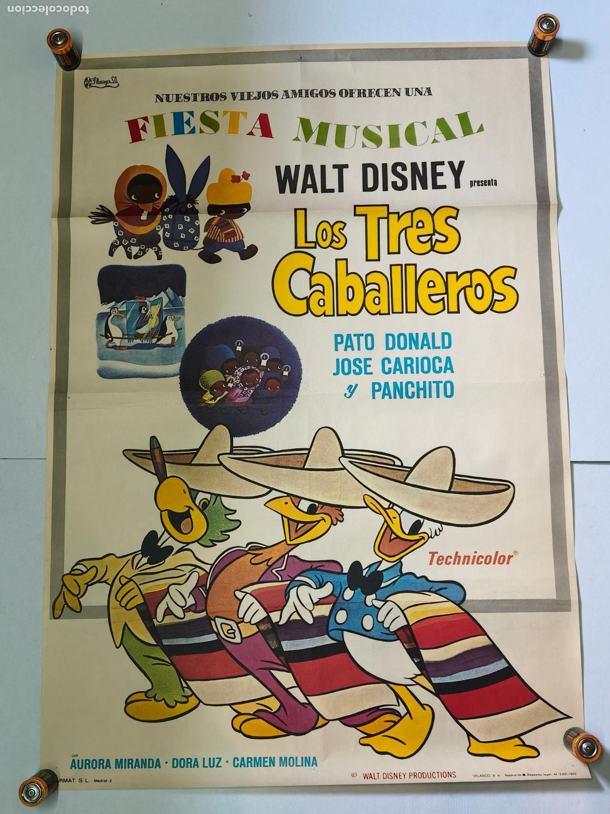 Cine: WALT DISNEY LOS TRES CABALLEROS CARTEL DE CINE 1975