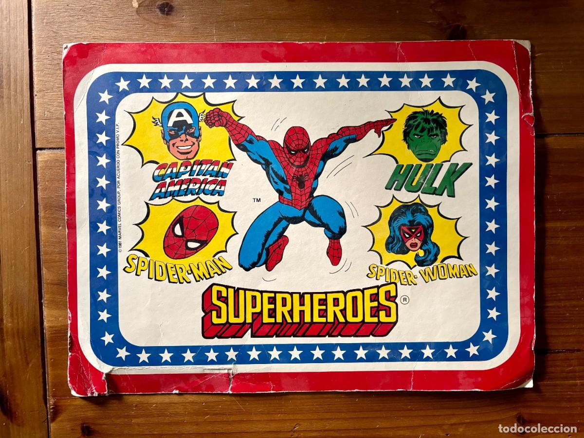Cine: LAMINA POSTER CARTEL IMPRESI&Oacute;N ORIGINAL EN COLOR CARTULINA 1981 MARVEL COMICS SUPERHEROES VER FOTO